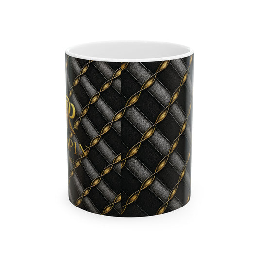 Lux Black Quilted Pattern Ceramic Mug (11oz, 15oz)