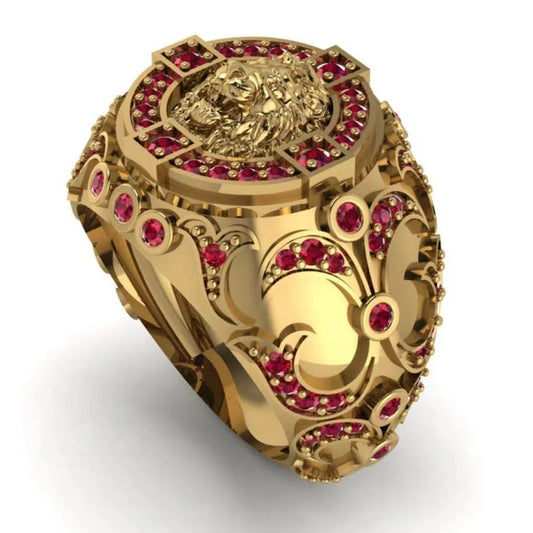 New Basketball Champion Lion Animal Ring Men's Hip Hop Style Stainless Steel Jewelry for Sports Fans