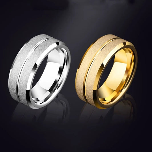 8MM Stainless steel Matte Rings For Women Men Deep Groove Hypotenuse Titanium Steel Ring Couple Fashion Waterproof Jewelry