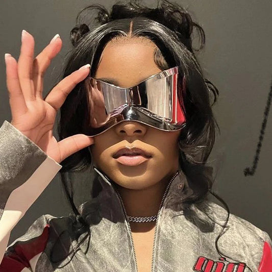 Cycling New Oversized Y2K Punk Rimless Sunglasses Women Men Brand Designer Hip Hop Sport One Piece Sun Glasses Shades Goggles