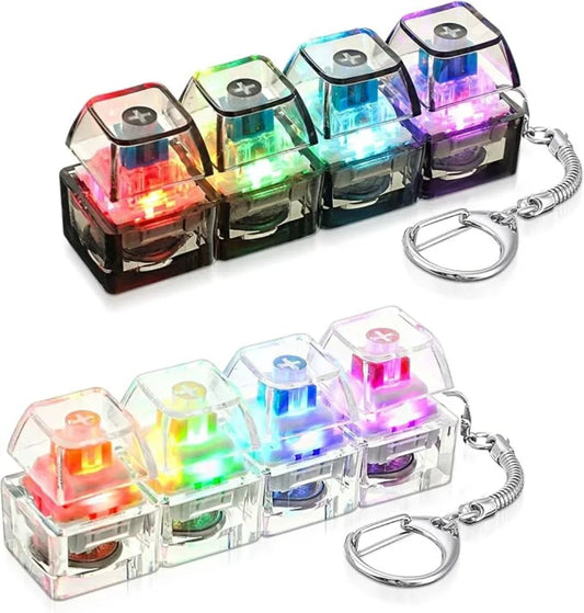 LED Keyboard Keychain Fidget Toys Crystal Clicker Sensory Toy for Stress Relief Keyboard Keychain Fidget Gadget for Adults Kid