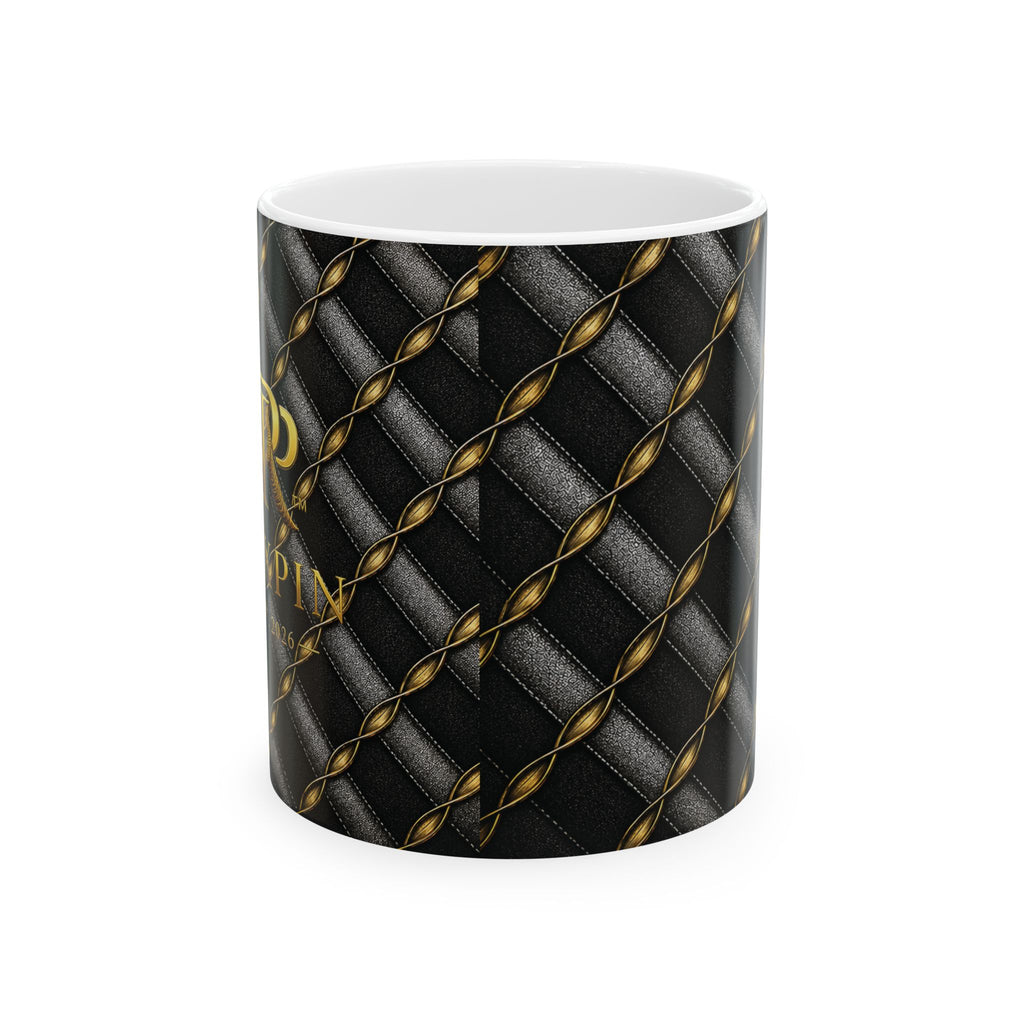 Lux Black Quilted Pattern Ceramic Mug (11oz, 15oz)