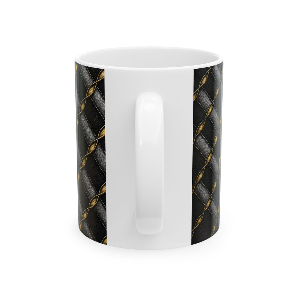 Lux Black Quilted Pattern Ceramic Mug (11oz, 15oz)