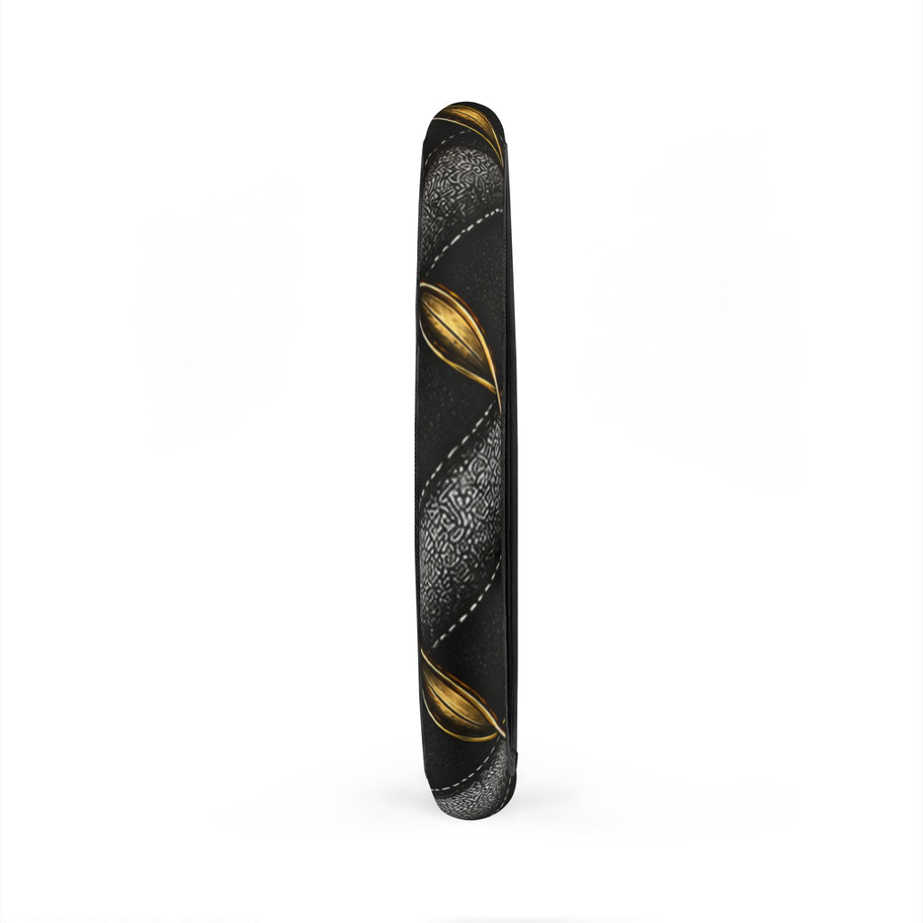 Steering Wheel Cover — Black Leatherette with Gold Celtic Knot Accent