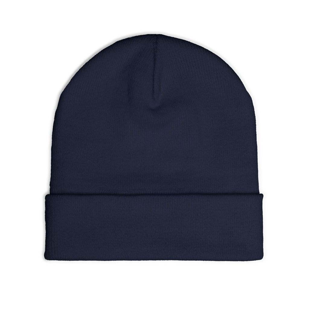 Embroidered 'DUXPIN' Knit Beanie – Cozy Winter Hat with Gold Lettering