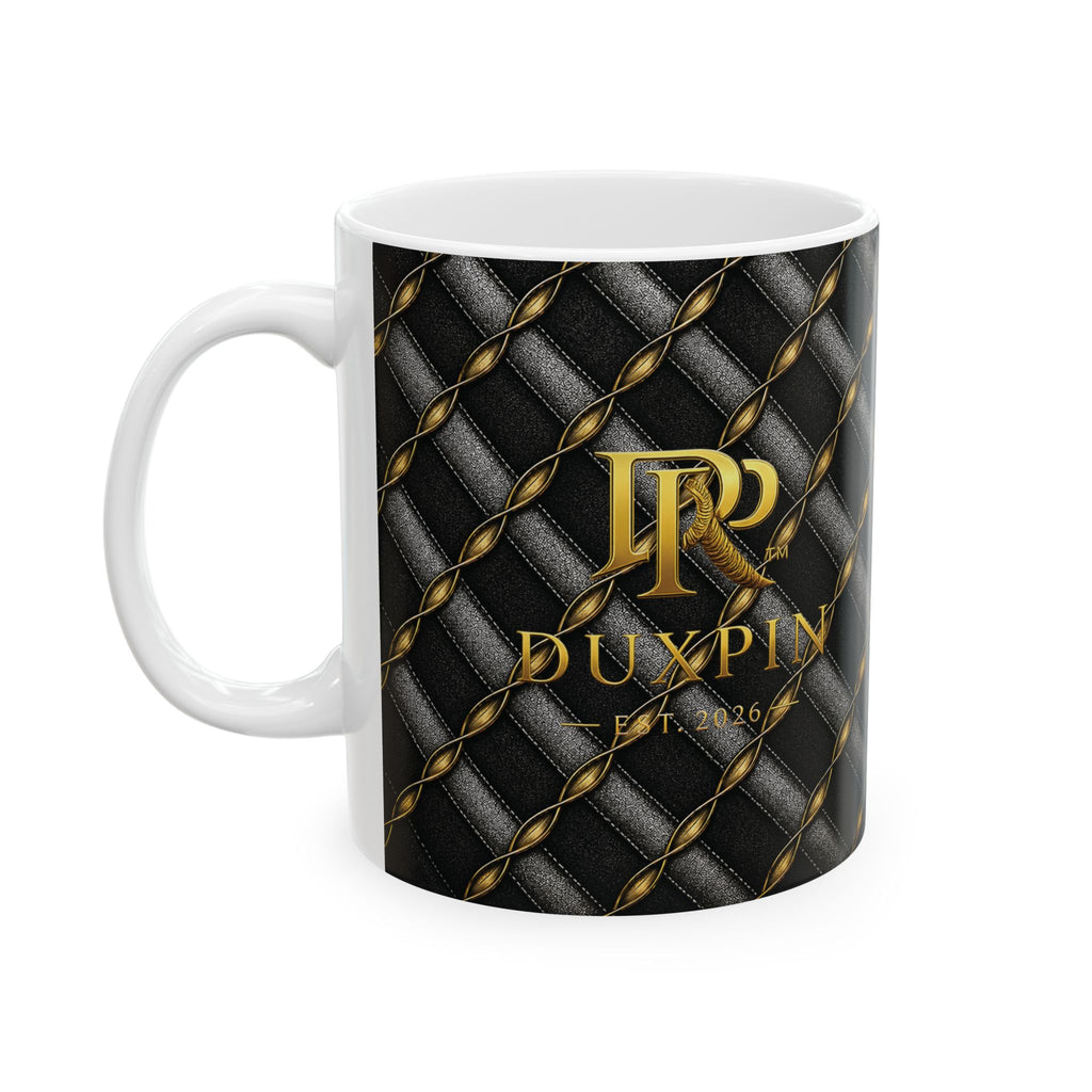 Lux Black Quilted Pattern Ceramic Mug (11oz, 15oz)