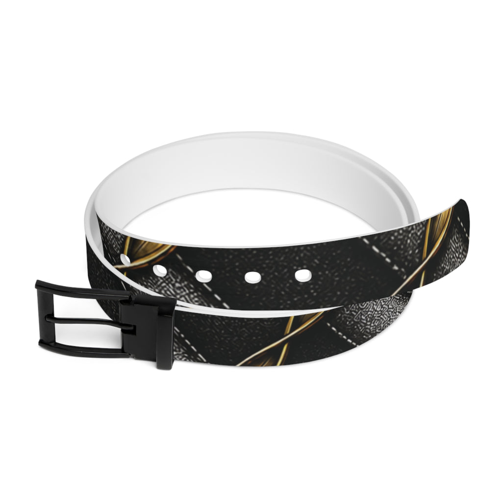 Duxpin | Black Leather Stitch-Pattern Belt — Casual Jeans Accessory