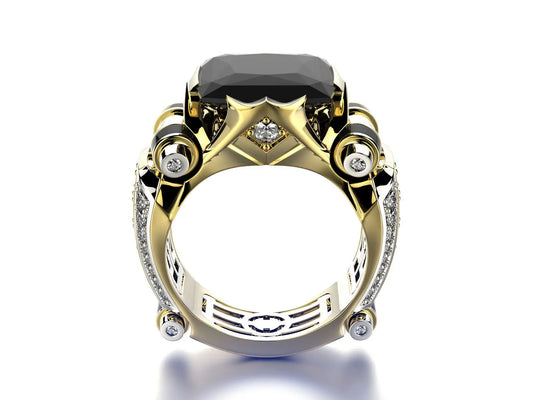 hot sale two color zircon yellow gold ring Hip hop style for women & men wedding party ring 2019 newest