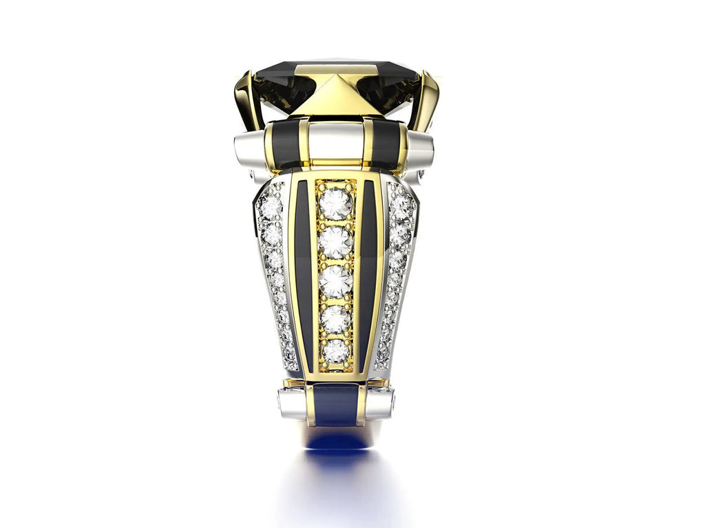 hot sale two color zircon yellow gold ring Hip hop style for women & men wedding party ring 2019 newest