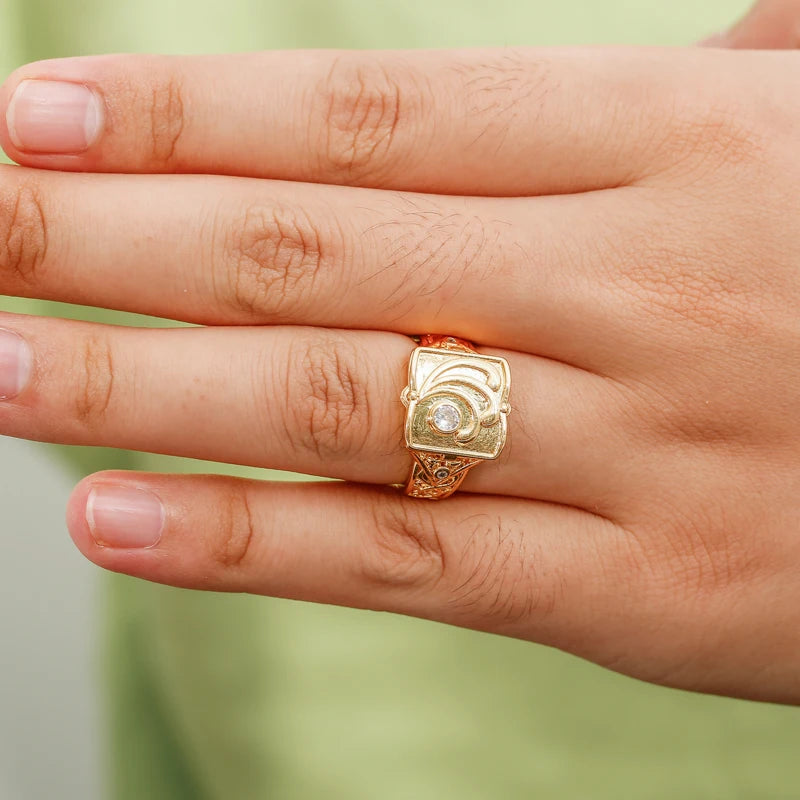 Creative Hot Sale European and American Style Carved Geometric Open Cap Locket Coffin Pattern Ring Men's  Rings for Men