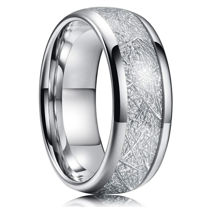 Gold Color Carbon Fiber Inlay Rings For Men, Luxury 8MM Men Gold Color Stainless Steel Rings, Wedding Band Jewelry Drop Shipping