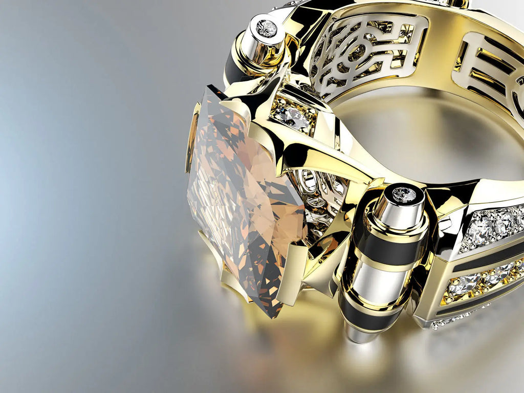hot sale two color zircon yellow gold ring Hip hop style for women & men wedding party ring 2019 newest