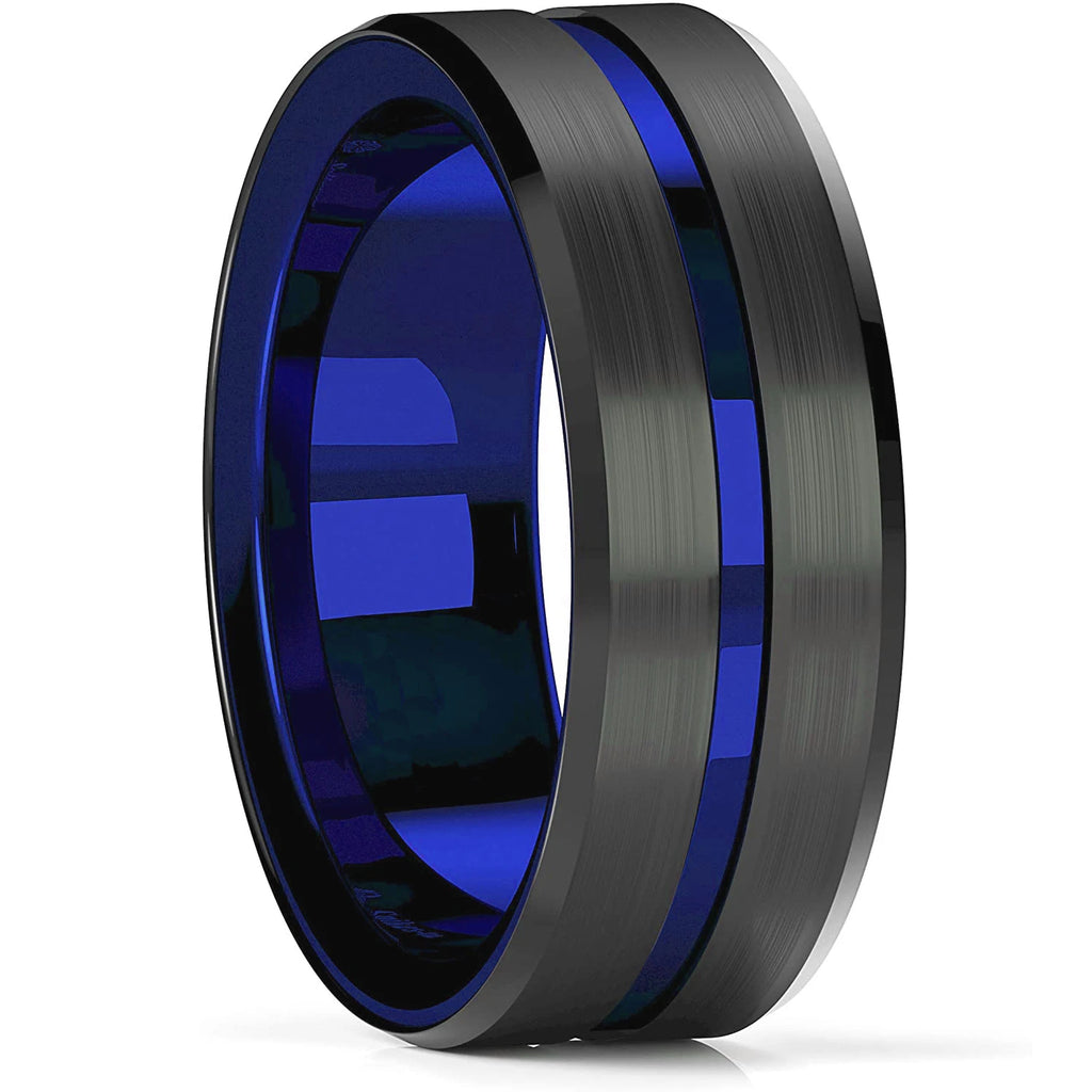 Gold Color Carbon Fiber Inlay Rings For Men, Luxury 8MM Men Gold Color Stainless Steel Rings, Wedding Band Jewelry Drop Shipping