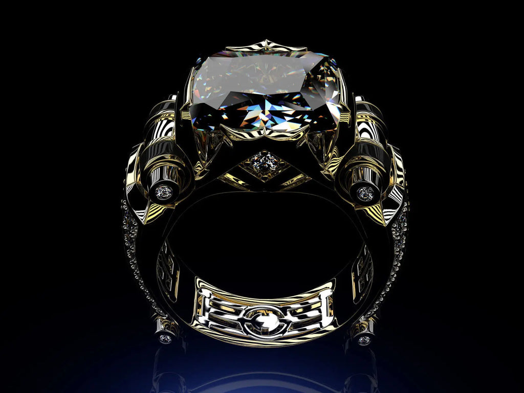 hot sale two color zircon yellow gold ring Hip hop style for women & men wedding party ring 2019 newest