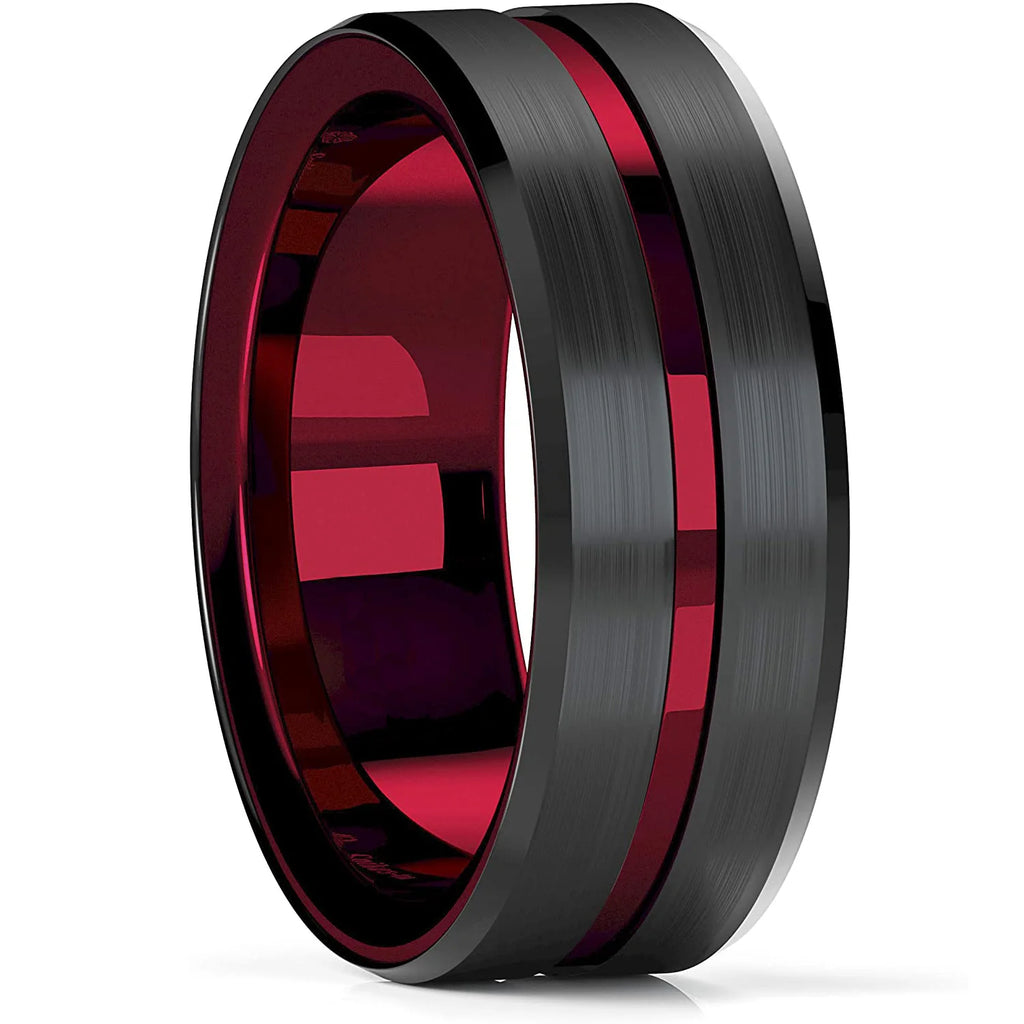Gold Color Carbon Fiber Inlay Rings For Men, Luxury 8MM Men Gold Color Stainless Steel Rings, Wedding Band Jewelry Drop Shipping