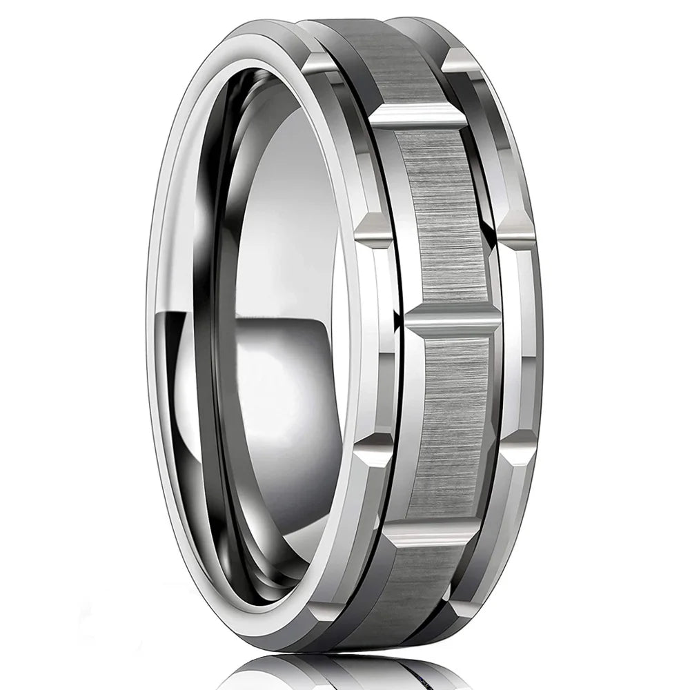 Gold Color Carbon Fiber Inlay Rings For Men, Luxury 8MM Men Gold Color Stainless Steel Rings, Wedding Band Jewelry Drop Shipping