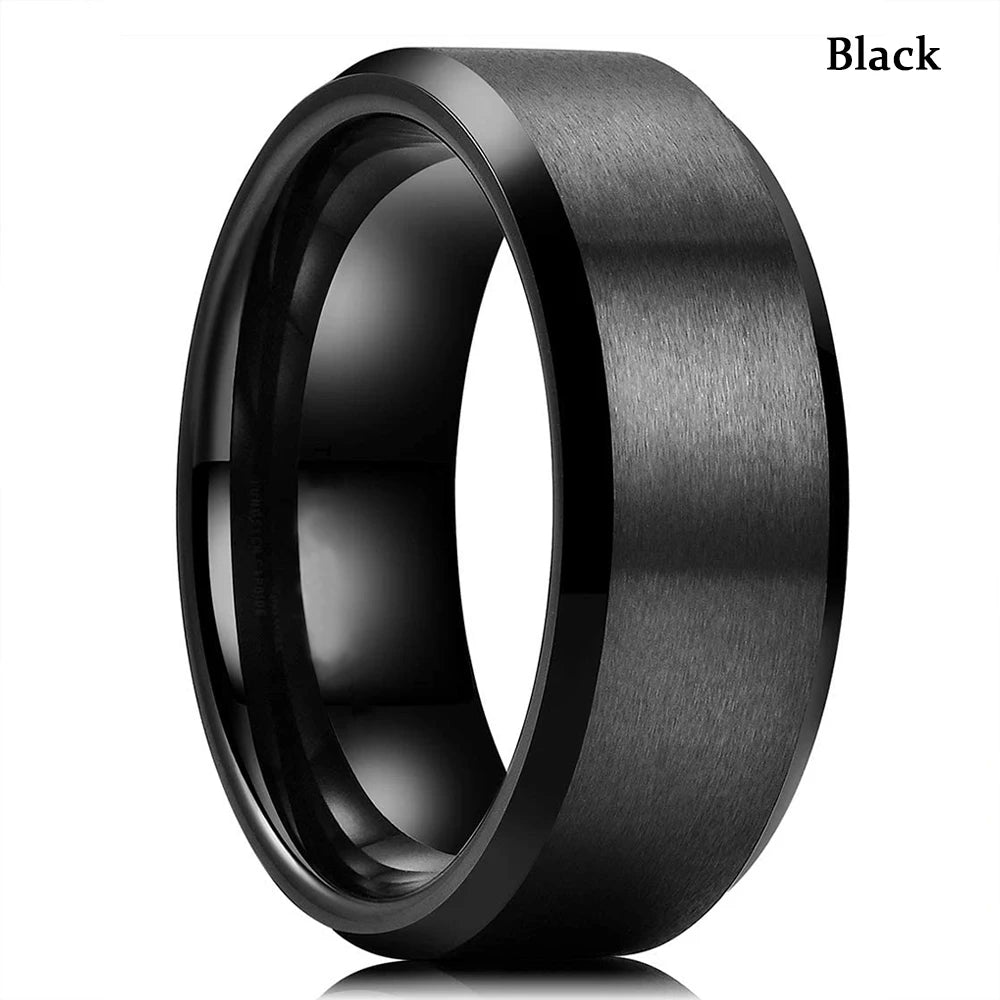 Gold Color Carbon Fiber Inlay Rings For Men, Luxury 8MM Men Gold Color Stainless Steel Rings, Wedding Band Jewelry Drop Shipping