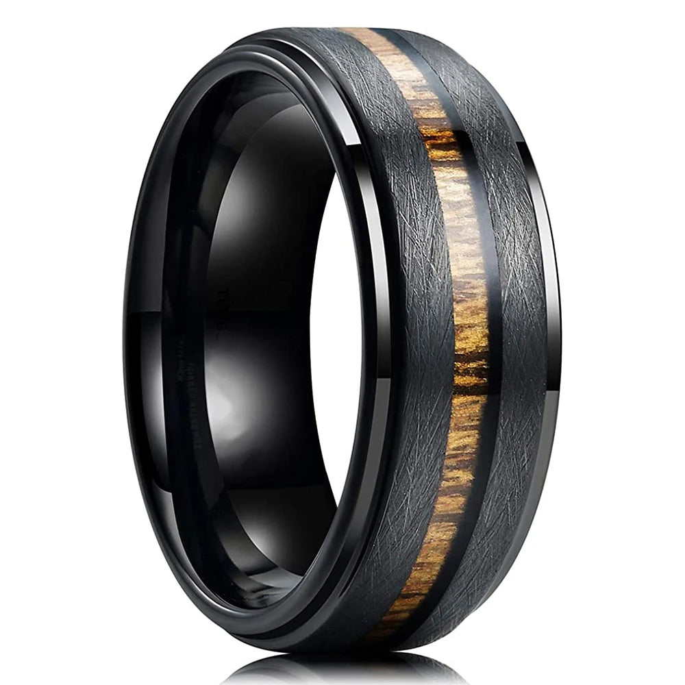 Fashion 8MM Gold Color Men Stainless Steel Ring Pink Abalone Shell Inlay Rings For Men Women Wedding Engagement Jewelry Gift