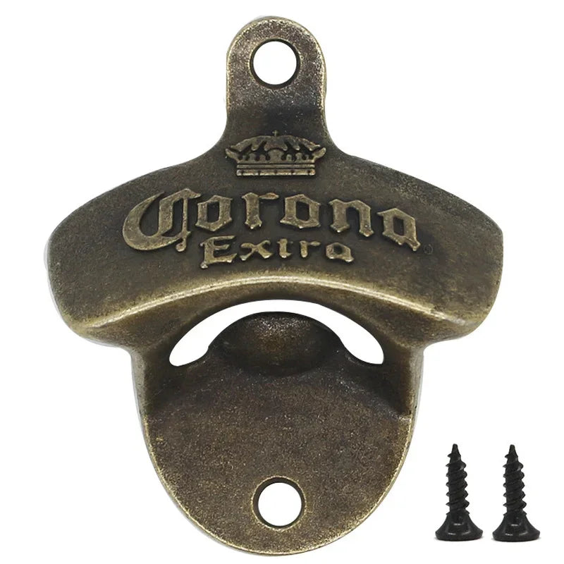 1pc Retro Corona Design Bottle Opener Wall Mounted Hanging Beer Opener DIY Tools Alloy Electroplating Process Bar Wall Decor