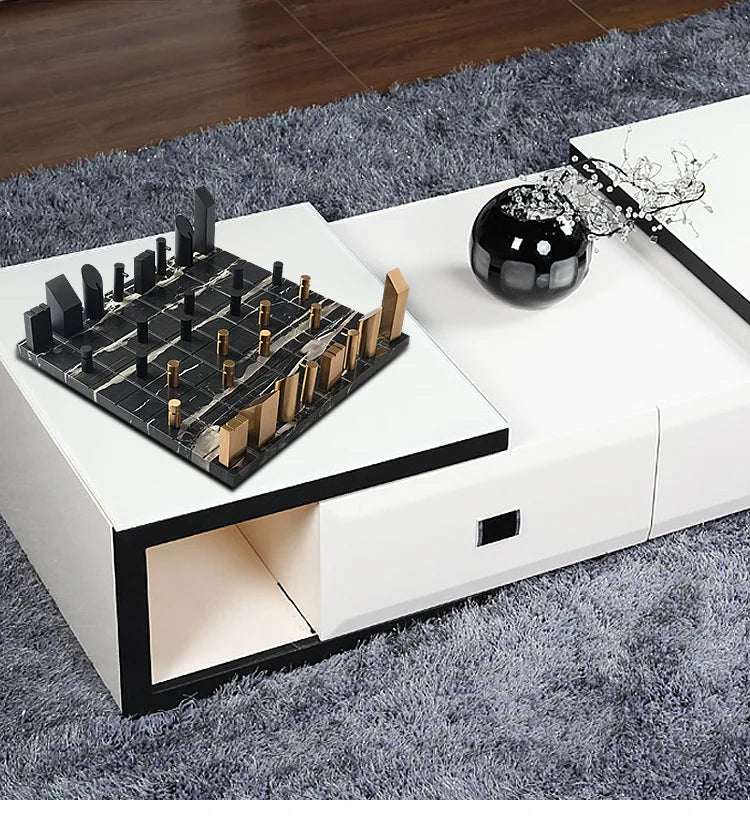 Metal Chess Set Luxury Marble Checkerboard Aluminum Chess Pieces Children Adults Board Games Creative Family Table Games Gifts