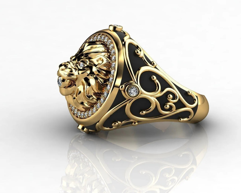 S925 Creative Lion Head Medusa Ring for Men Inlaid with Zircon Fashion Domineering Rings Female Punk Style Jewelry Gifts