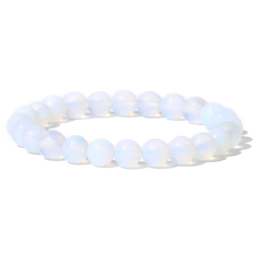 8mm Black White Natural Stone Bracelet Handmade Matte Opal Beaded Bracelets Energy Yoga Male Bracelet for Men Women Jewelry Gift