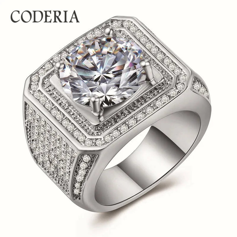 VVS1 High Clarity D Color 2-5 Carat Moissanite Men Ring 925 Sterling Silver White Gold Plated Lab Diamond Rings Wedding Jewelry