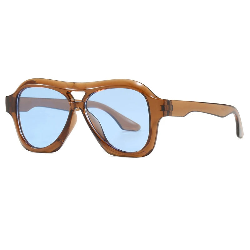 Retro Double Beam Sunglasses Women Brand Designer Glasses New Ins Fashion Personalized Gradient Eyewear Men Eyeglasses UV400