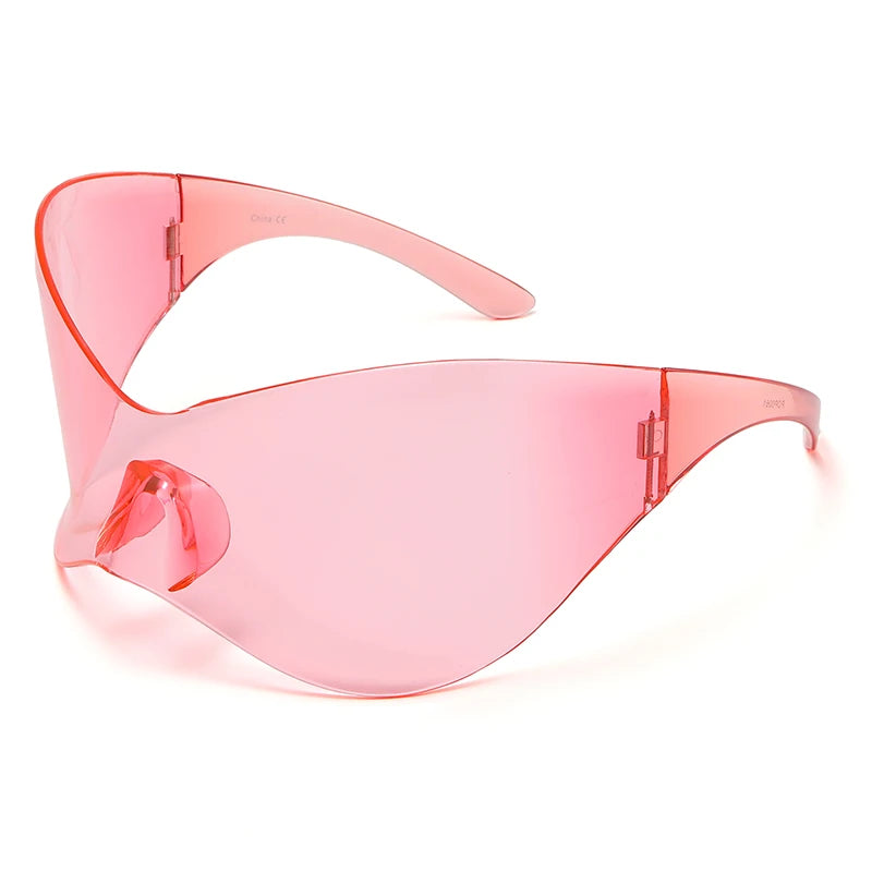 Cycling New Oversized Y2K Punk Rimless Sunglasses Women Men Brand Designer Hip Hop Sport One Piece Sun Glasses Shades Goggles