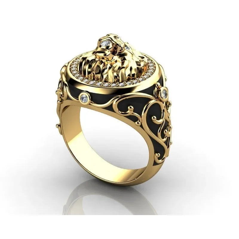 S925 Creative Lion Head Medusa Ring for Men Inlaid with Zircon Fashion Domineering Rings Female Punk Style Jewelry Gifts