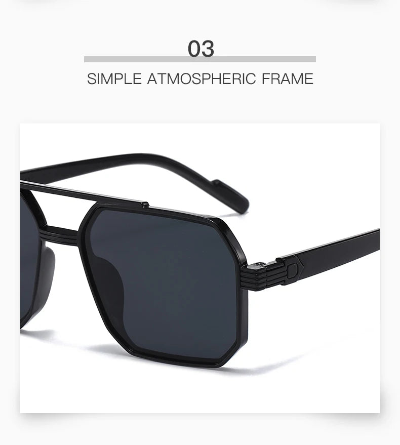Hiking New Fashion Double Beam Polygonal Anti Light Glasses Retro Personalized Trendy Large Frame Eyewear European and American