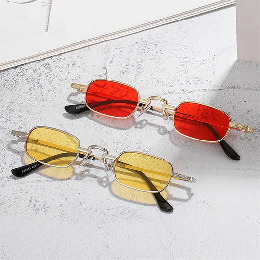 Retro Rectangle Sunglasses Women Brand Designer Small Metal Frame Square Punk Sun Glasses Men Fashion Vintage Oculos De Sol