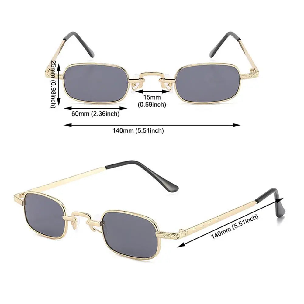 Retro Rectangle Sunglasses Women Brand Designer Small Metal Frame Square Punk Sun Glasses Men Fashion Vintage Oculos De Sol