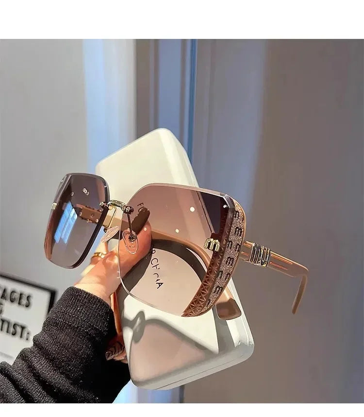 QVQV Luxury Designer Square Sunglasses Women High Quality Letters Sun Glasses Ladies Vintage Trendy Driving Eyewear Gafas De Sol