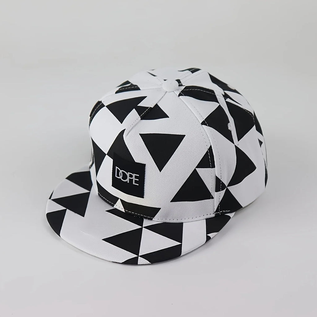 1PC DOPE fabric triangle block print street dance hip-hop hat trend flat edge baseball hat men's and women's