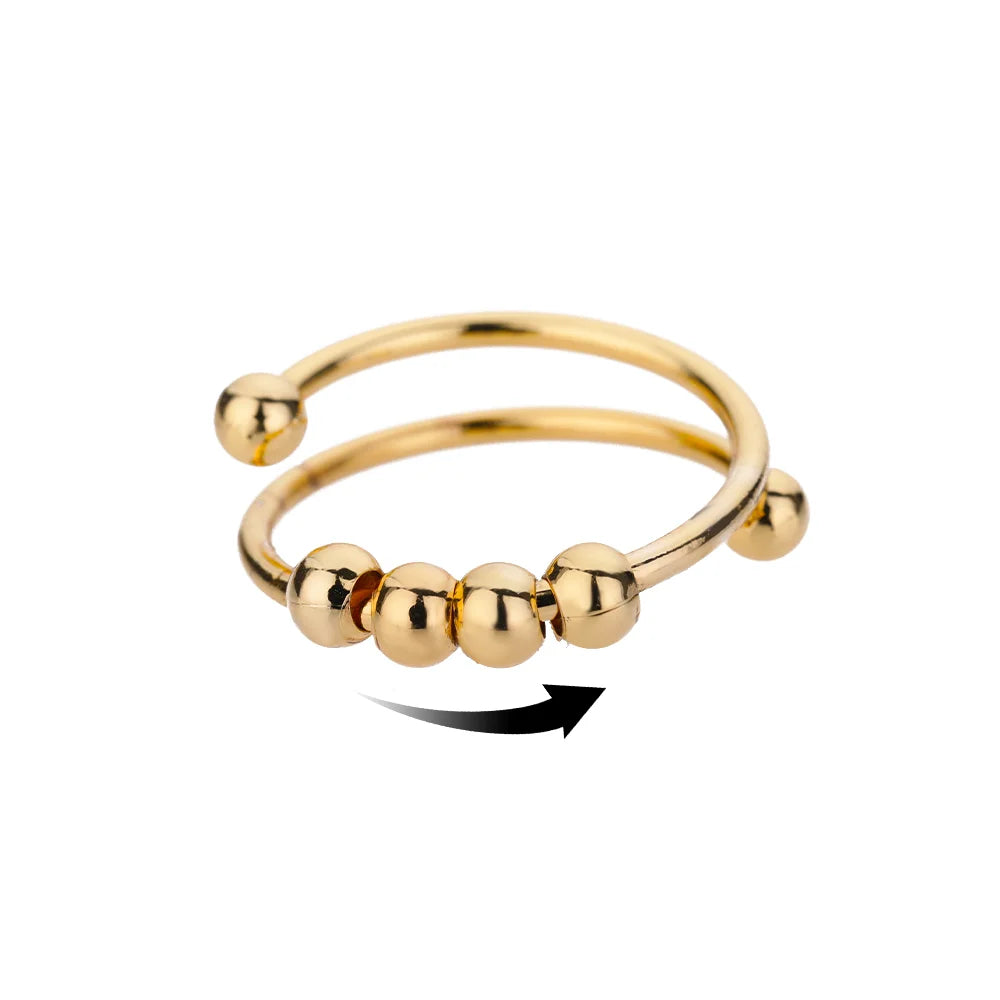 Anti Stress Anxiety Fidget Rings for Women Stainless Steel Sunflower Sun Star Spinner Ring Christmas Jewelry Gifts Dropshipping