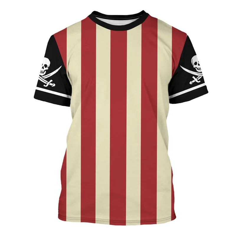 THE Pirate Captain Graphic T-Shirt For Men Funny Cosplay Costume Crewneck Short Sleeve Tuxedo T-Shirt Tee New In Casual Tee Top