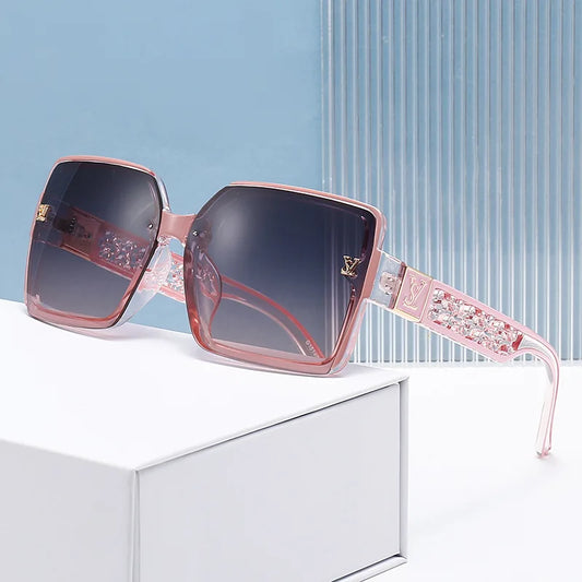 New luxury fashion box sunglasses ladies high sense sunshade sunglasses