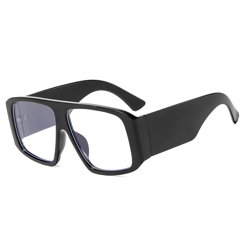 SO&EI Fashion Square Sunglasses Women Clear Gradient Shades UV400 Retro Men Wide Legs Trending Punk Sun Glasses