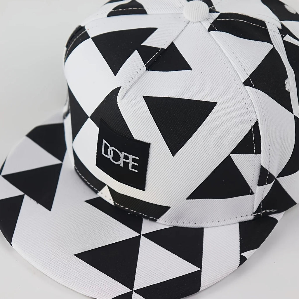 1PC DOPE fabric triangle block print street dance hip-hop hat trend flat edge baseball hat men's and women's