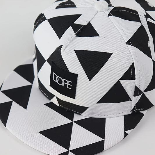 1PC DOPE fabric triangle block print street dance hip-hop hat trend flat edge baseball hat men's and women's
