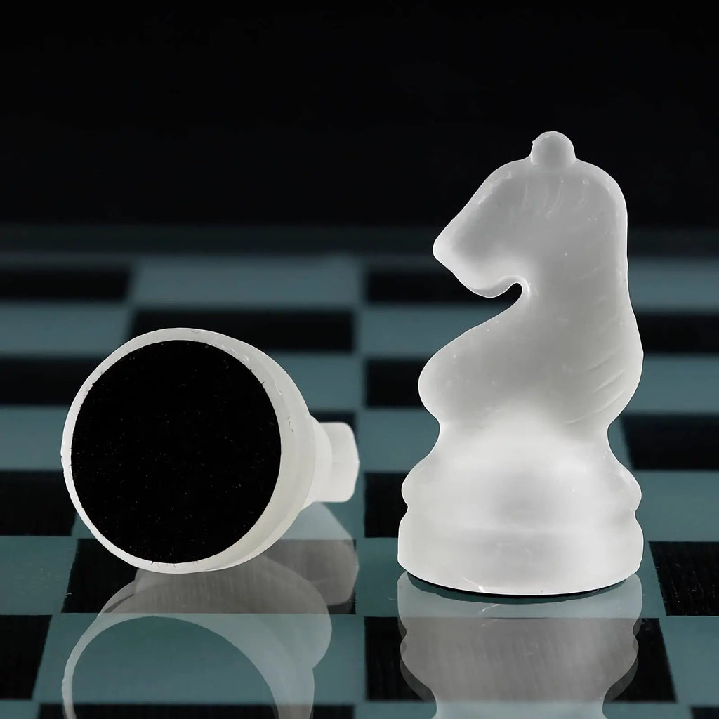 Elegant 10" Glass Chess Set - Premium Quality Board Game for All Ages for Chess Enthusiasts and Home Decor