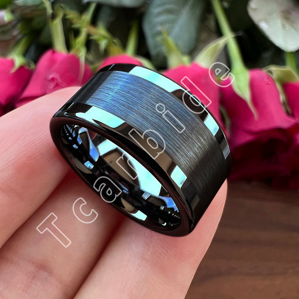 TCarbide 10mm 12mm Mens Big Finger Ring Tungsten Engagement Wedding Band Polished Brushed Multicolor Available Comfort Fit