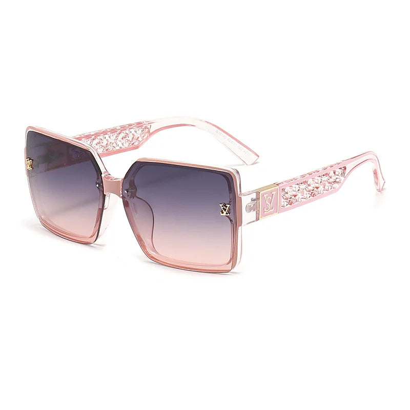 New luxury fashion box sunglasses ladies high sense sunshade sunglasses