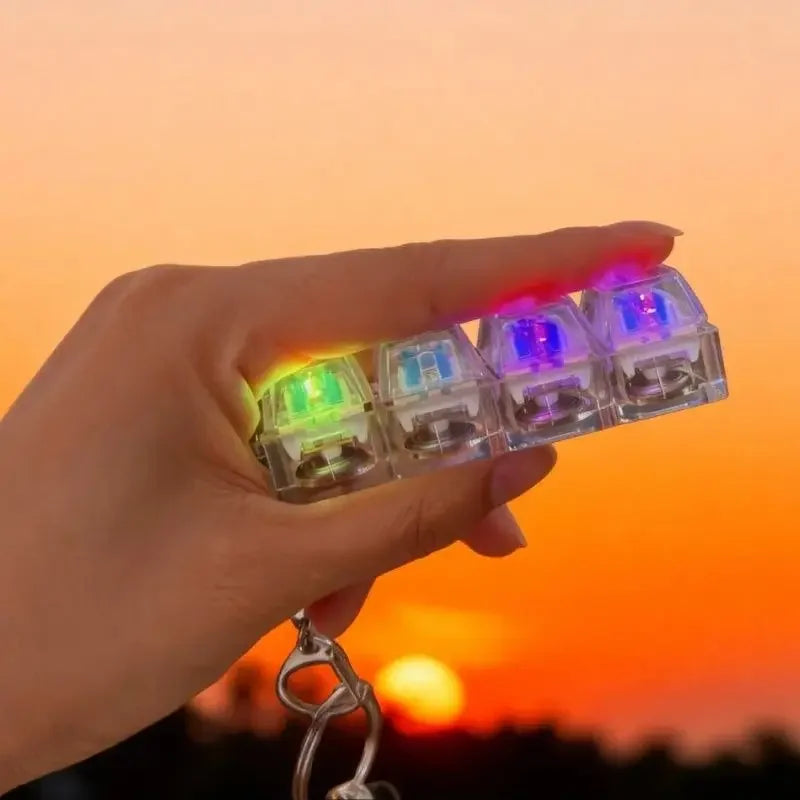 LED Keyboard Keychain Fidget Toys Crystal Clicker Sensory Toy for Stress Relief Keyboard Keychain Fidget Gadget for Adults Kid