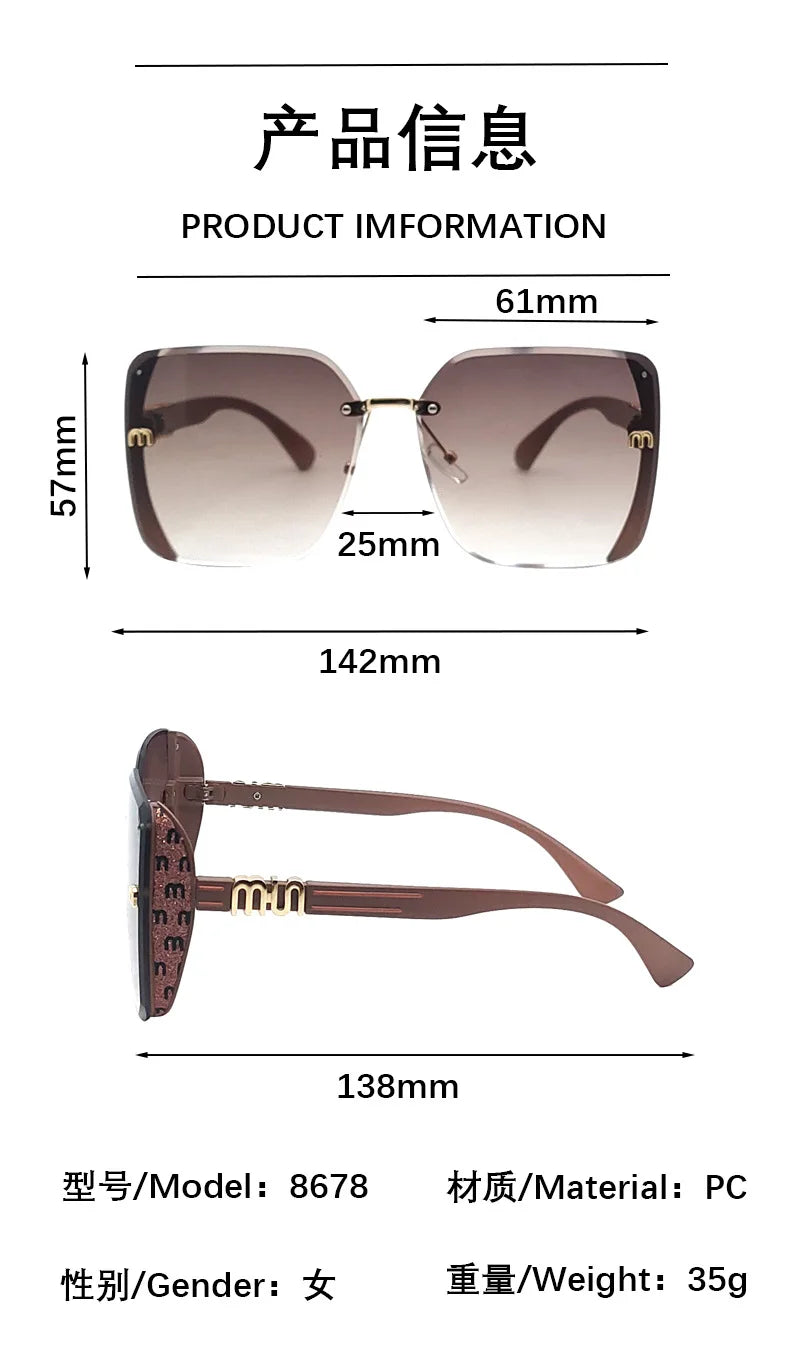 QVQV Luxury Designer Square Sunglasses Women High Quality Letters Sun Glasses Ladies Vintage Trendy Driving Eyewear Gafas De Sol