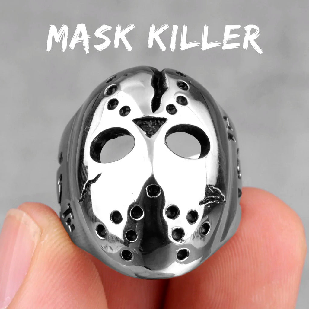 Jason Mask Killer 13th Men Rings Punk Hip Hop Domineering for Boyfriend Male Stainless Steel Jewelry Creativity Gift Wholesale