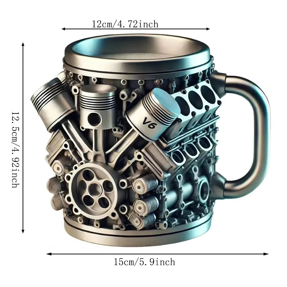 V8 Engines Stainless Steel Coffee Mug Creative Resin Water Cup Funny V6 Engines Wine Cup Coffee Cup Water Container Accessories