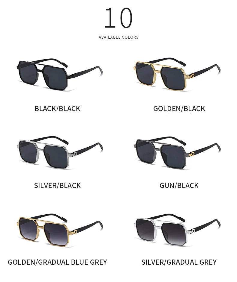 Hiking New Fashion Double Beam Polygonal Anti Light Glasses Retro Personalized Trendy Large Frame Eyewear European and American
