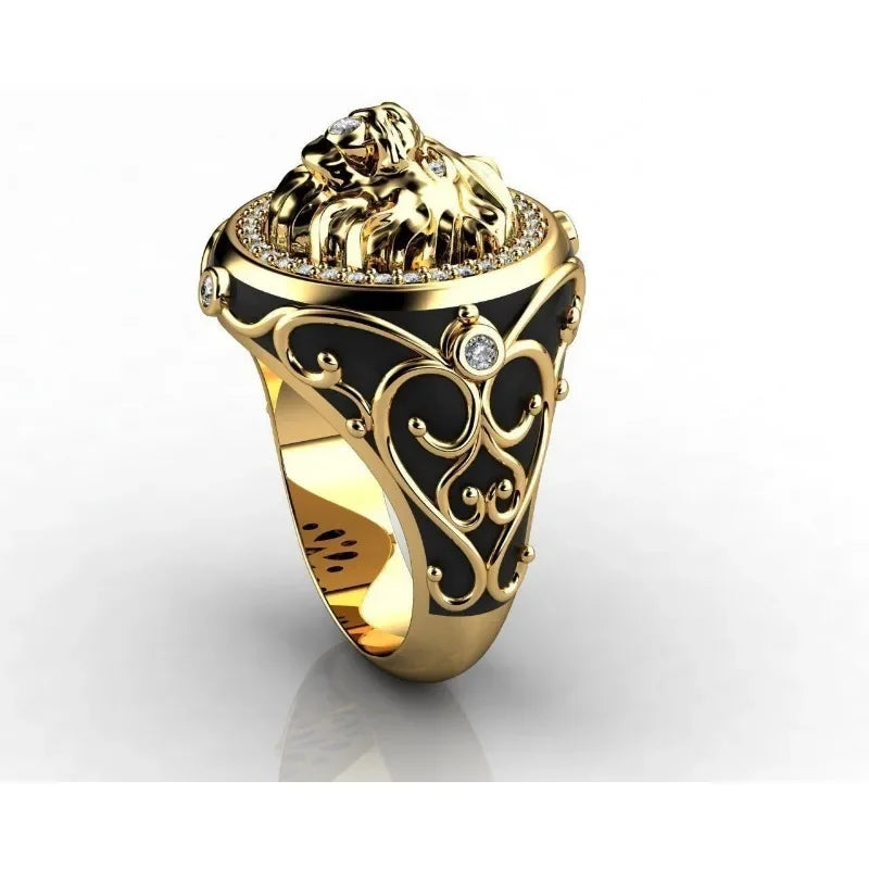 S925 Creative Lion Head Medusa Ring for Men Inlaid with Zircon Fashion Domineering Rings Female Punk Style Jewelry Gifts
